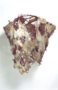 Chrysalis red osier, flax paper, hog casing 20" x 18.5" x 8"