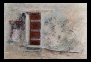 Historic Doors no. 3 acrylic, collage, charcoal on paper 23"x30.5" (framed) SOLD